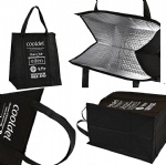 Custom Logo Non Woven Food Delivery Aluminum Foil Thermal Insulated Tote Lunch Bag Grocery Shopping Insulated Cooler Bag